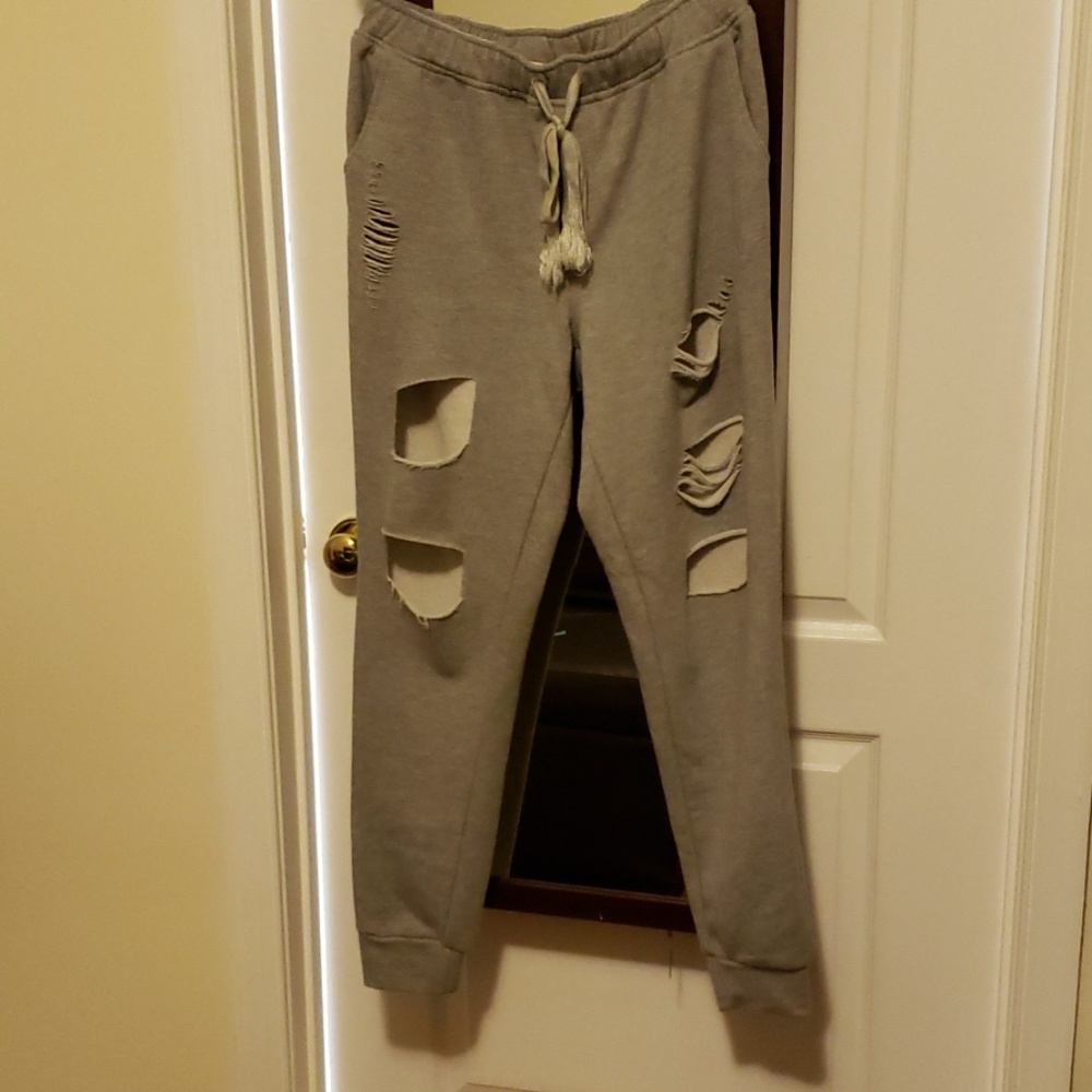 Distressed sweat pants